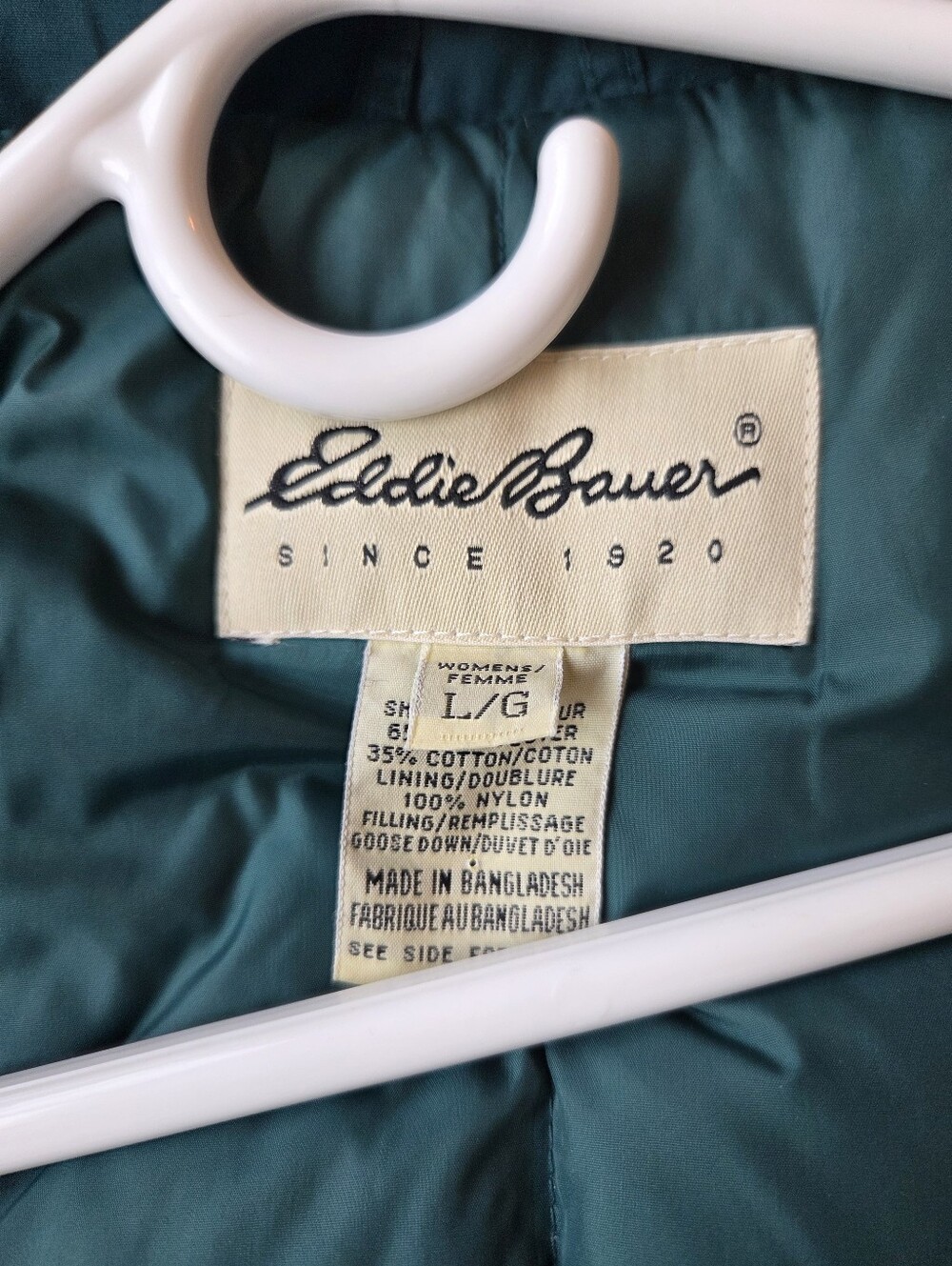 Vintage 90s Eddie Bauer Teal Polar Parka SNOWLINE Goose Down Parka Jacket Size L - Picture 8 of 11